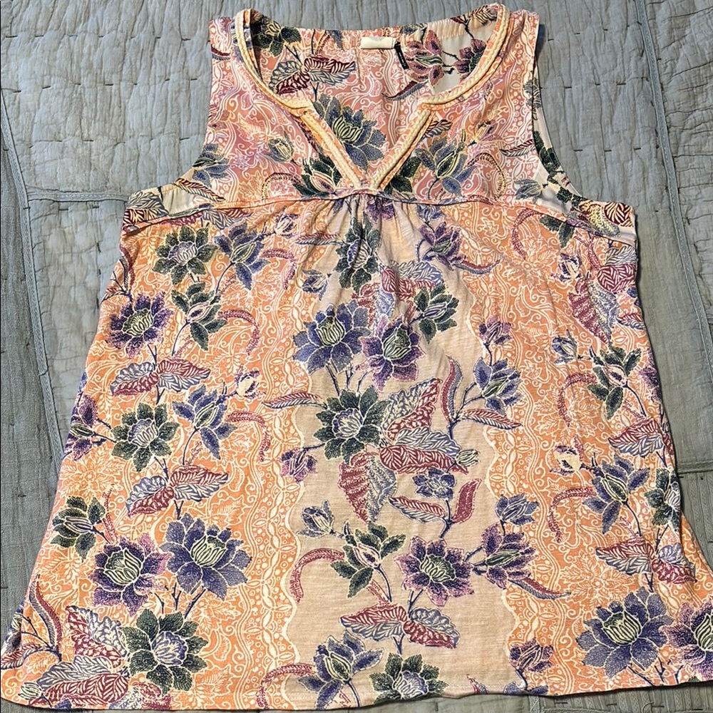Anthropologie Pink and Blue Sleeveless Blouse